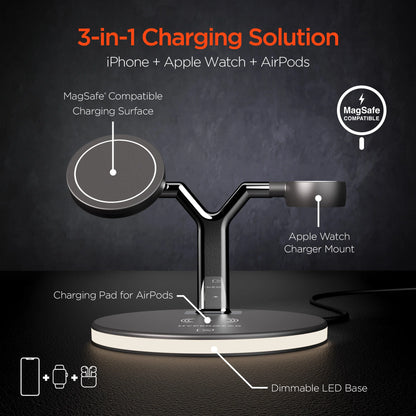 Hypergear Maxcharge 3-In-1 Magsafe Wireless Charging Stand for Phones