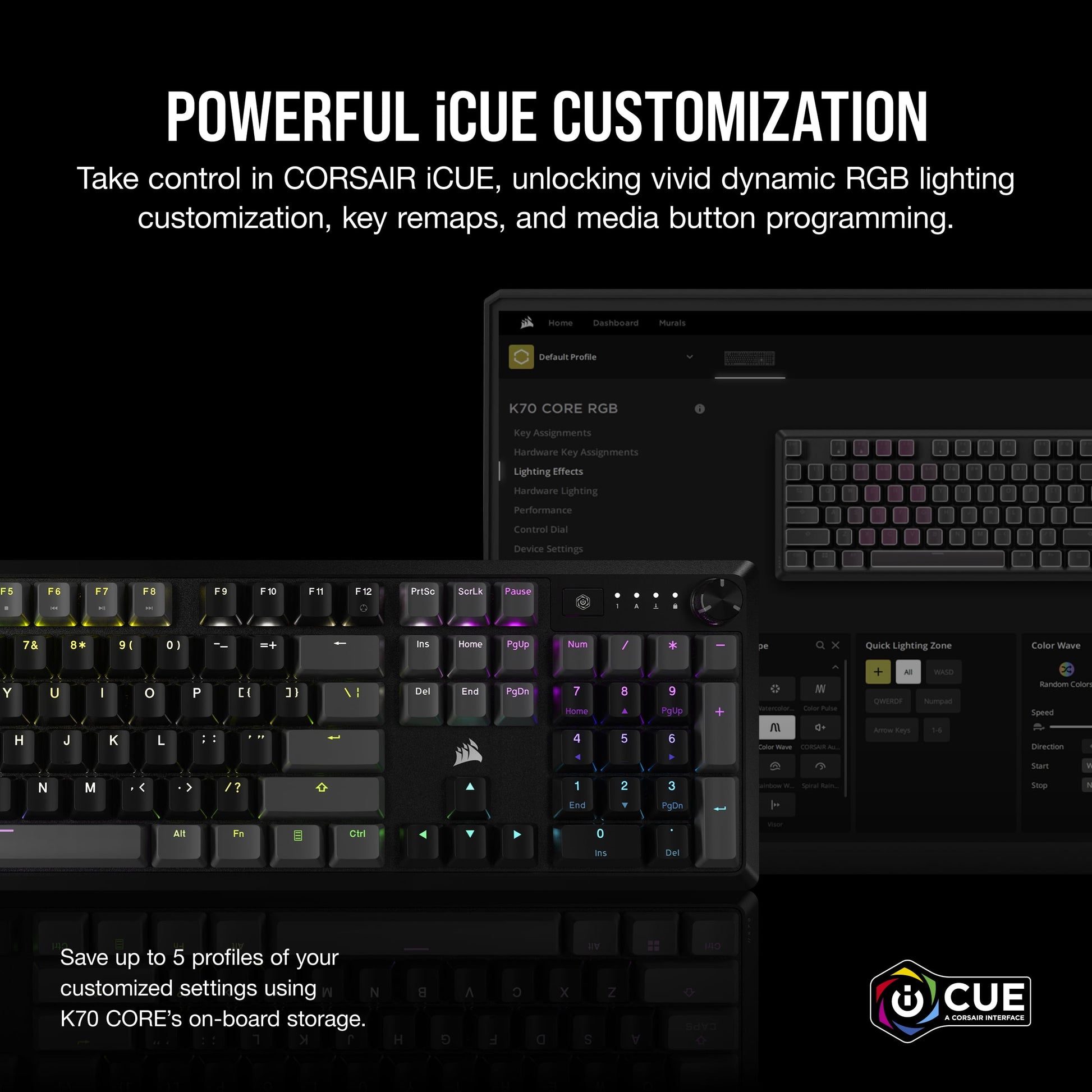 K70 CORE RGB USB Gaming Keyboard, Gray