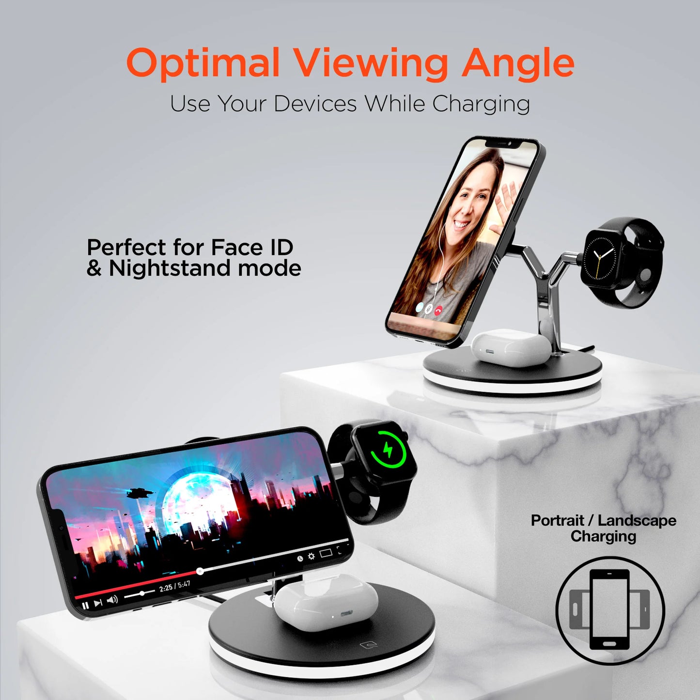 Hypergear Maxcharge 3-In-1 Magsafe Wireless Charging Stand for Phones