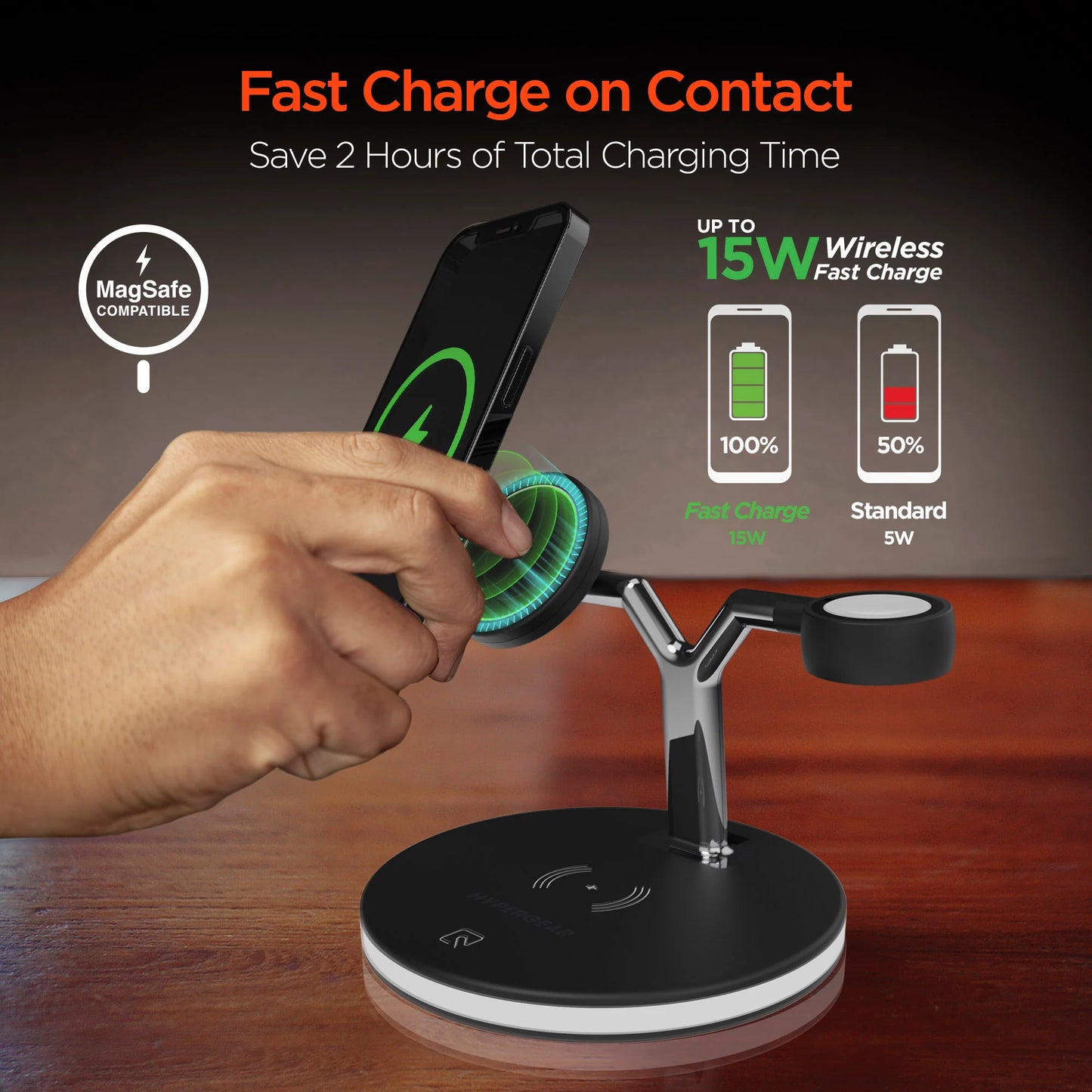 Hypergear Maxcharge 3-In-1 Magsafe Wireless Charging Stand for Phones