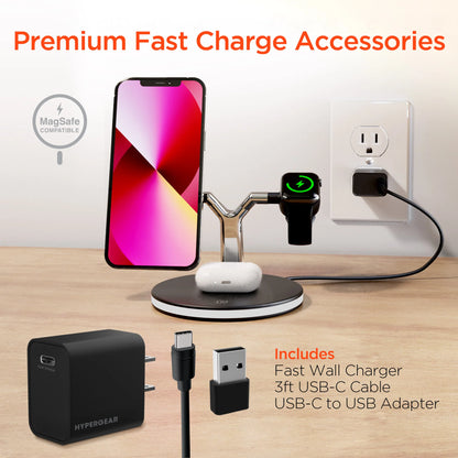 Hypergear Maxcharge 3-In-1 Magsafe Wireless Charging Stand for Phones